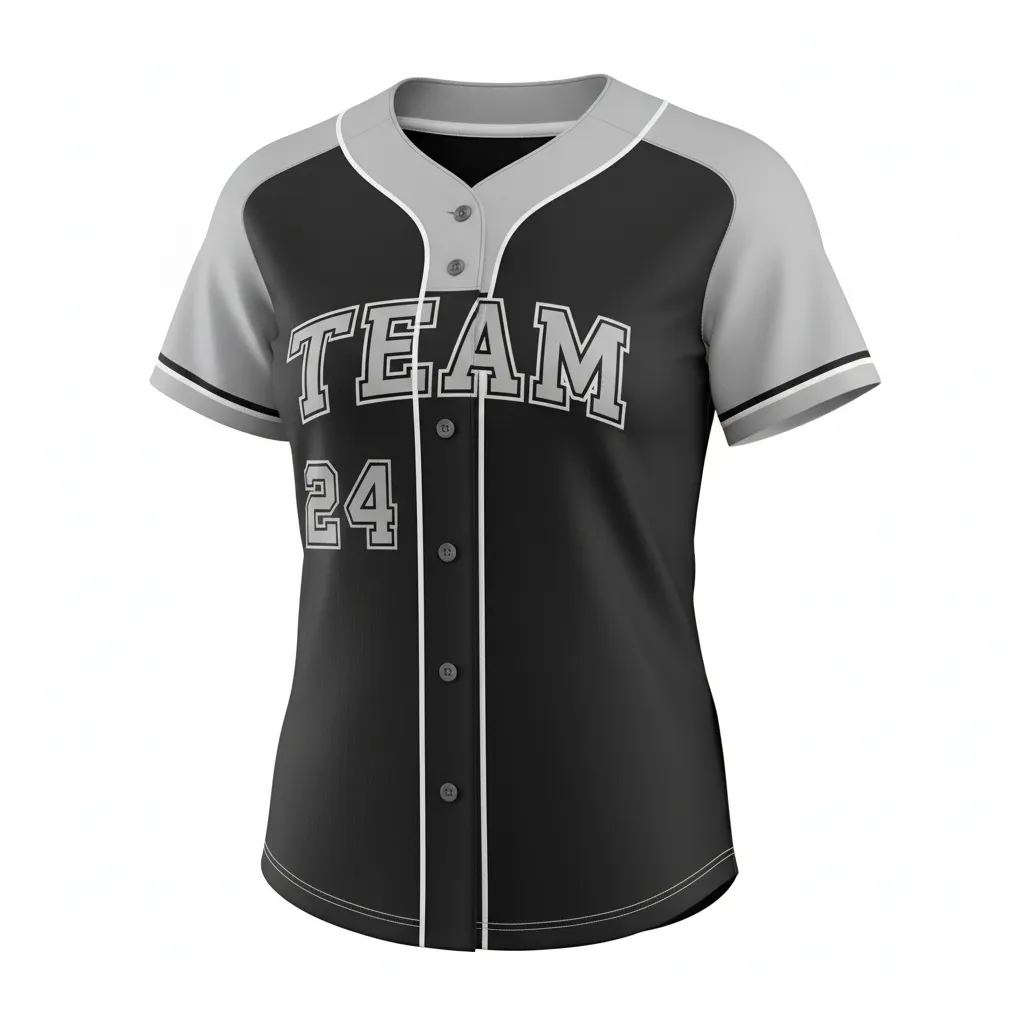 Custom Softball Full Button Softball Jersey - Custom Design - Blacksilverwhite - Front View - HAMCO Sports Inc.