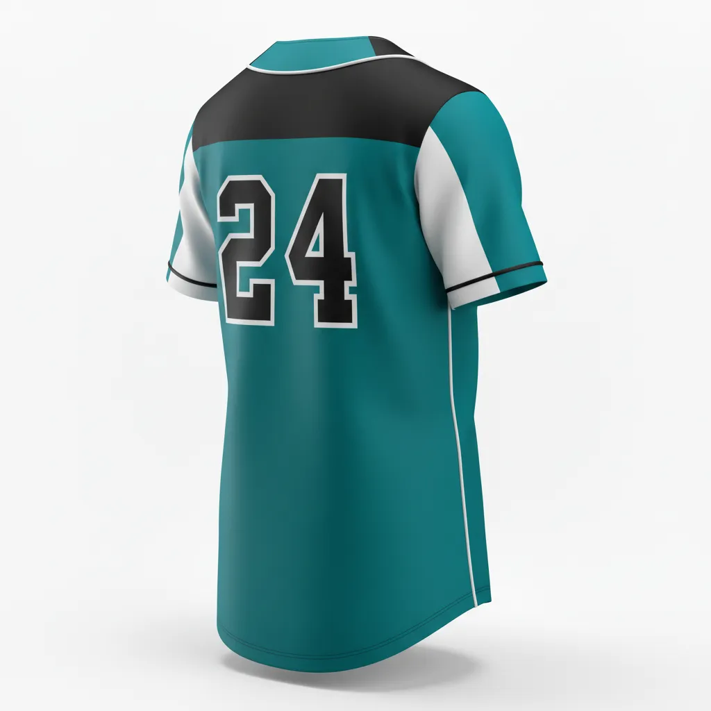 Custom Softball Full Button Softball Jersey - Custom Design - Columbiablackwhite - Back View - HAMCO Sports Inc.
