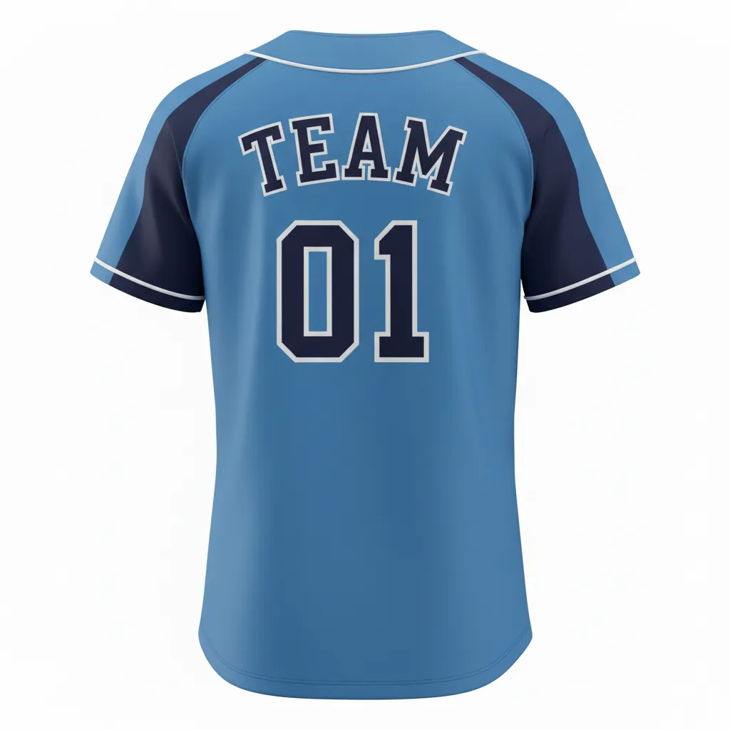 Custom Softball Full Button Softball Jersey - Custom Design - Columbianavywhite - Back View - HAMCO Sports Inc.