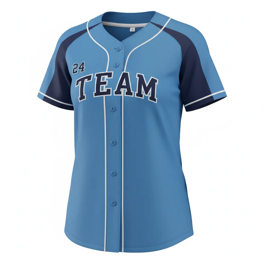 Custom Softball Full Button Softball Jersey - Custom Design - Columbianavywhite - Front View - HAMCO Sports Inc.