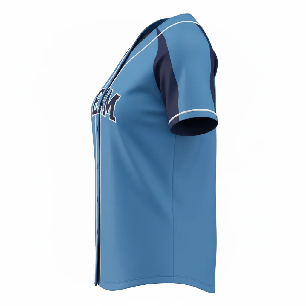 Custom Softball Full Button Softball Jersey - Custom Design - Columbianavywhite - Side View - HAMCO Sports Inc.