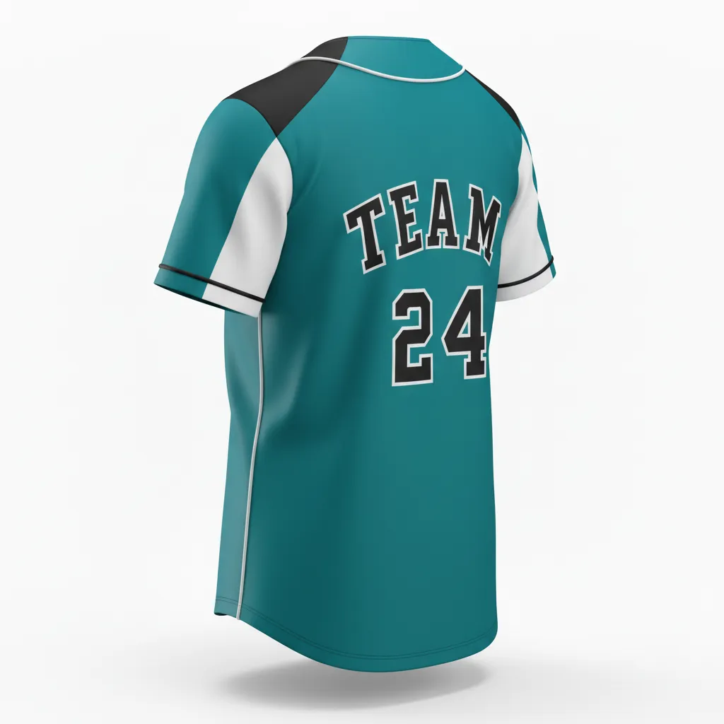 Custom Softball Full Button Softball Jersey - Custom Design - Columbiawhitenavy - Back View - HAMCO Sports Inc.