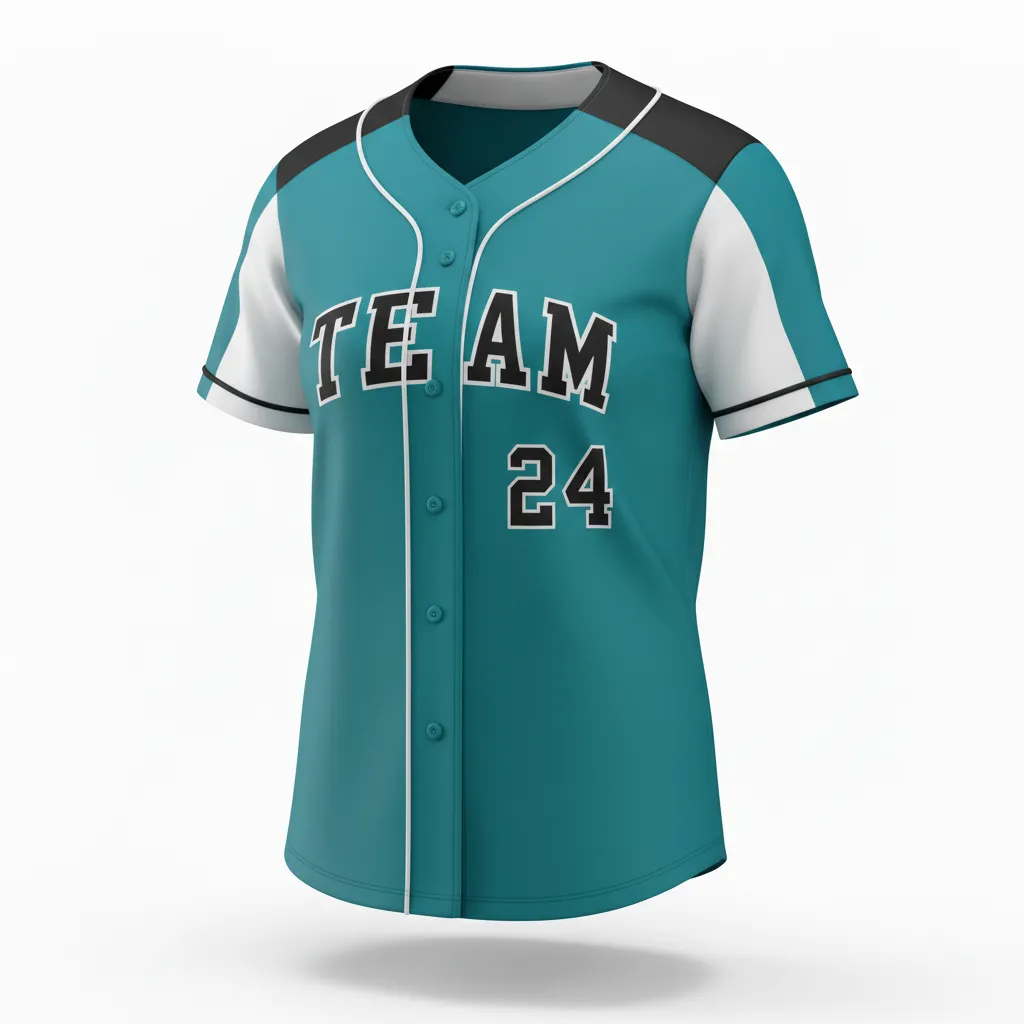 Custom Softball Full Button Softball Jersey - Custom Design - Columbiawhitenavy - Front View - HAMCO Sports Inc.