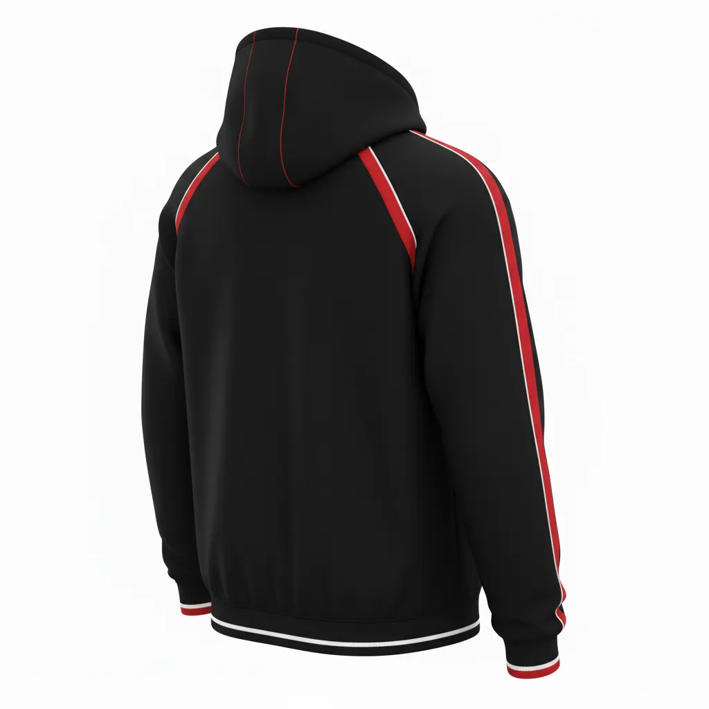 Custom Softball Full Zip Hoodie - Custom Design - Blackredwhite - Back View - HAMCO Sports Inc.