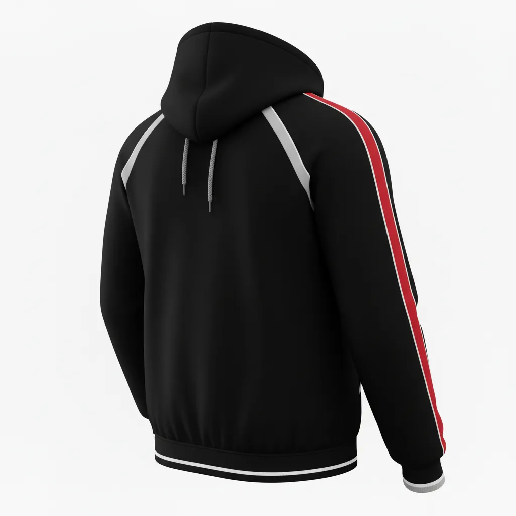 Custom Softball Full Zip Hoodie - Custom Design - Blackwhitegrey - Back View - HAMCO Sports Inc.