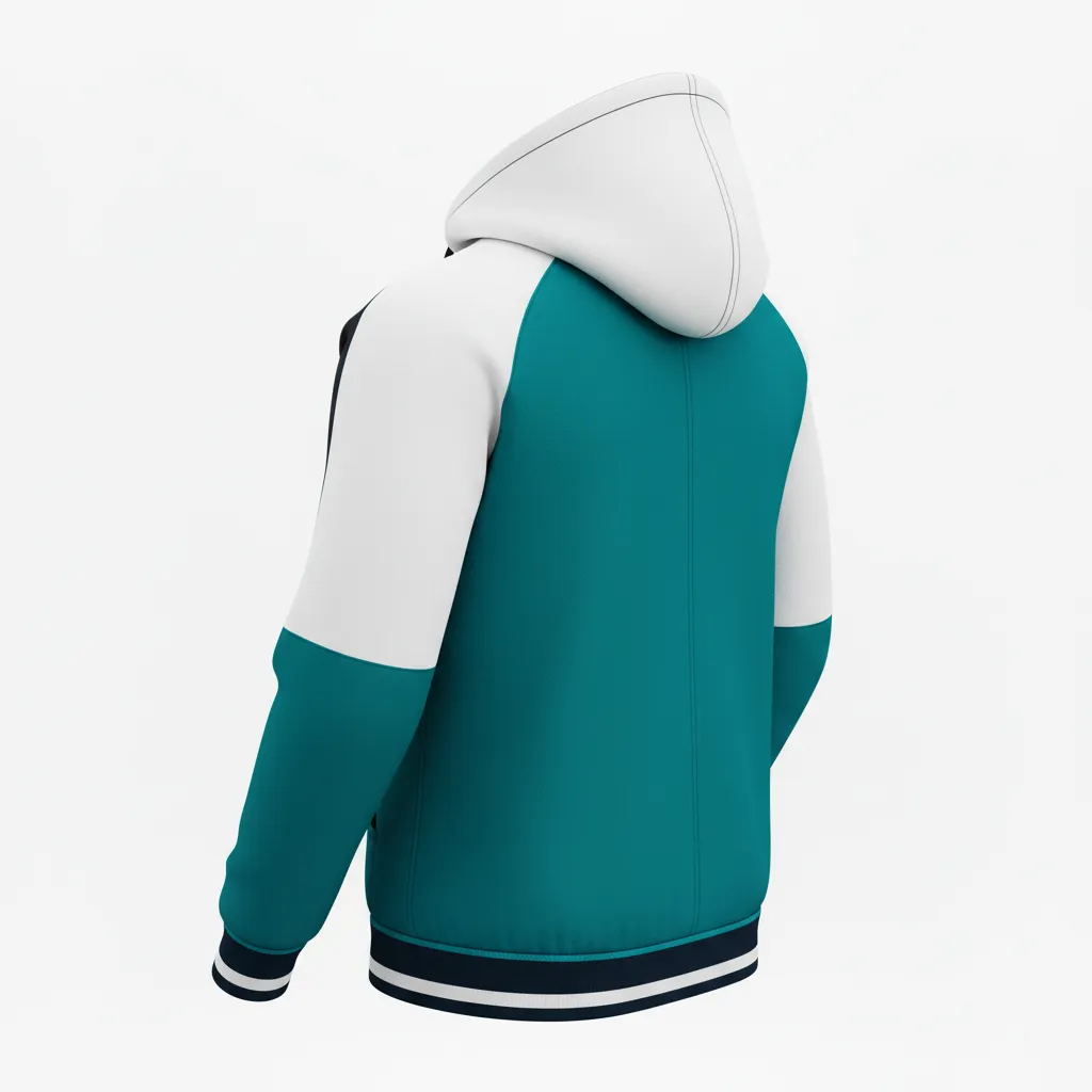 Custom Softball Full Zip Hoodie - Custom Design - Columbiablackwhite - Back View - HAMCO Sports Inc.