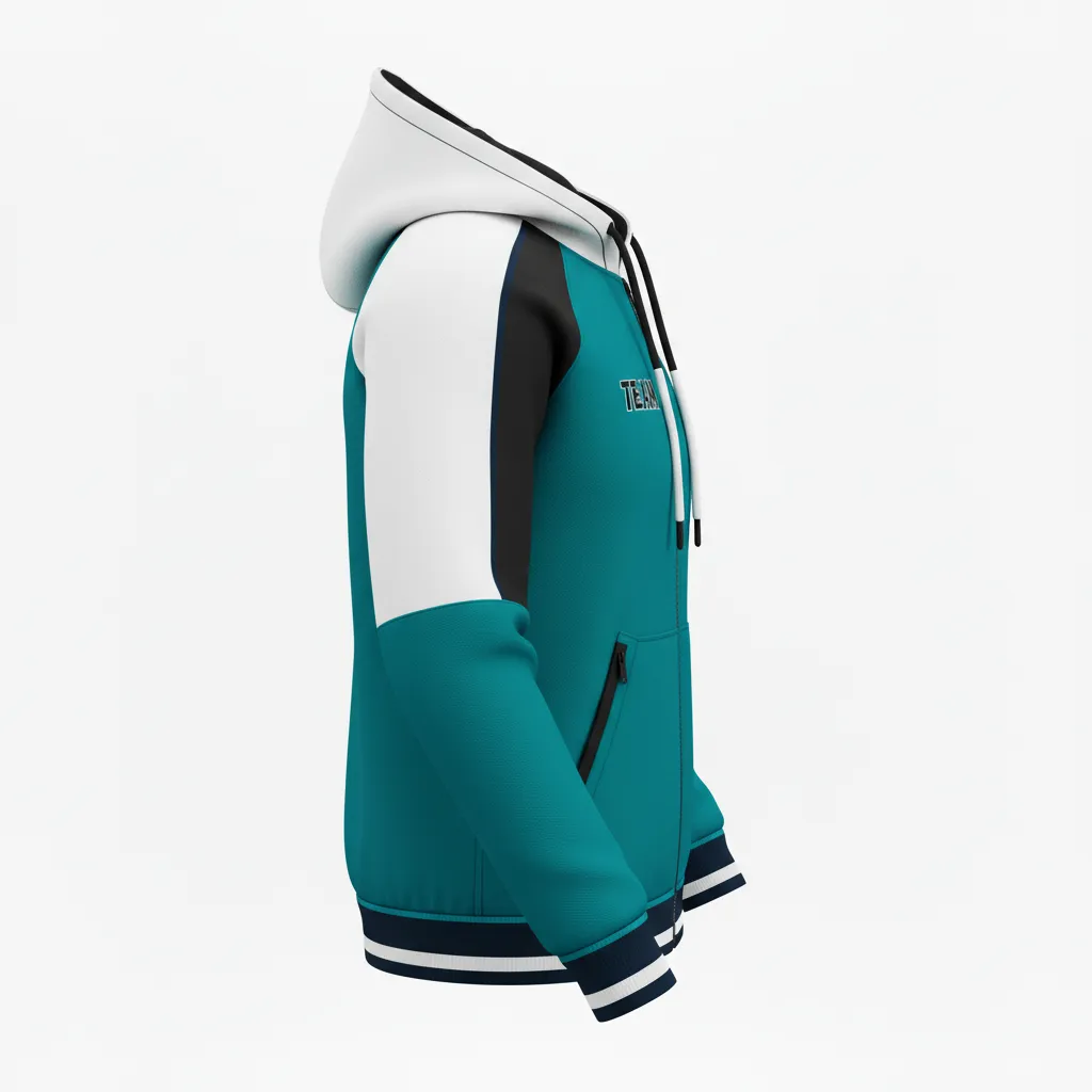 Custom Softball Full Zip Hoodie - Custom Design - Columbiablackwhite - Side View - HAMCO Sports Inc.