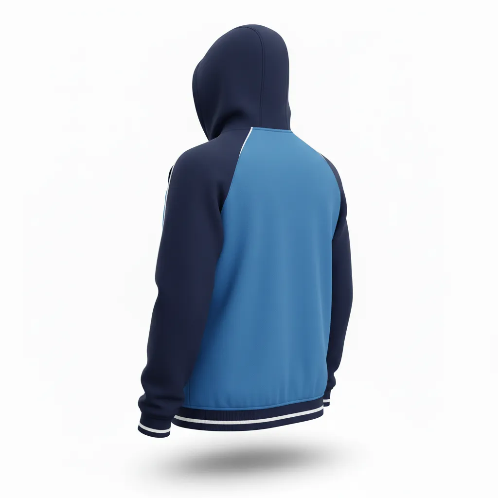 Custom Softball Full Zip Hoodie - Custom Design - Columbianavywhite - Back View - HAMCO Sports Inc.