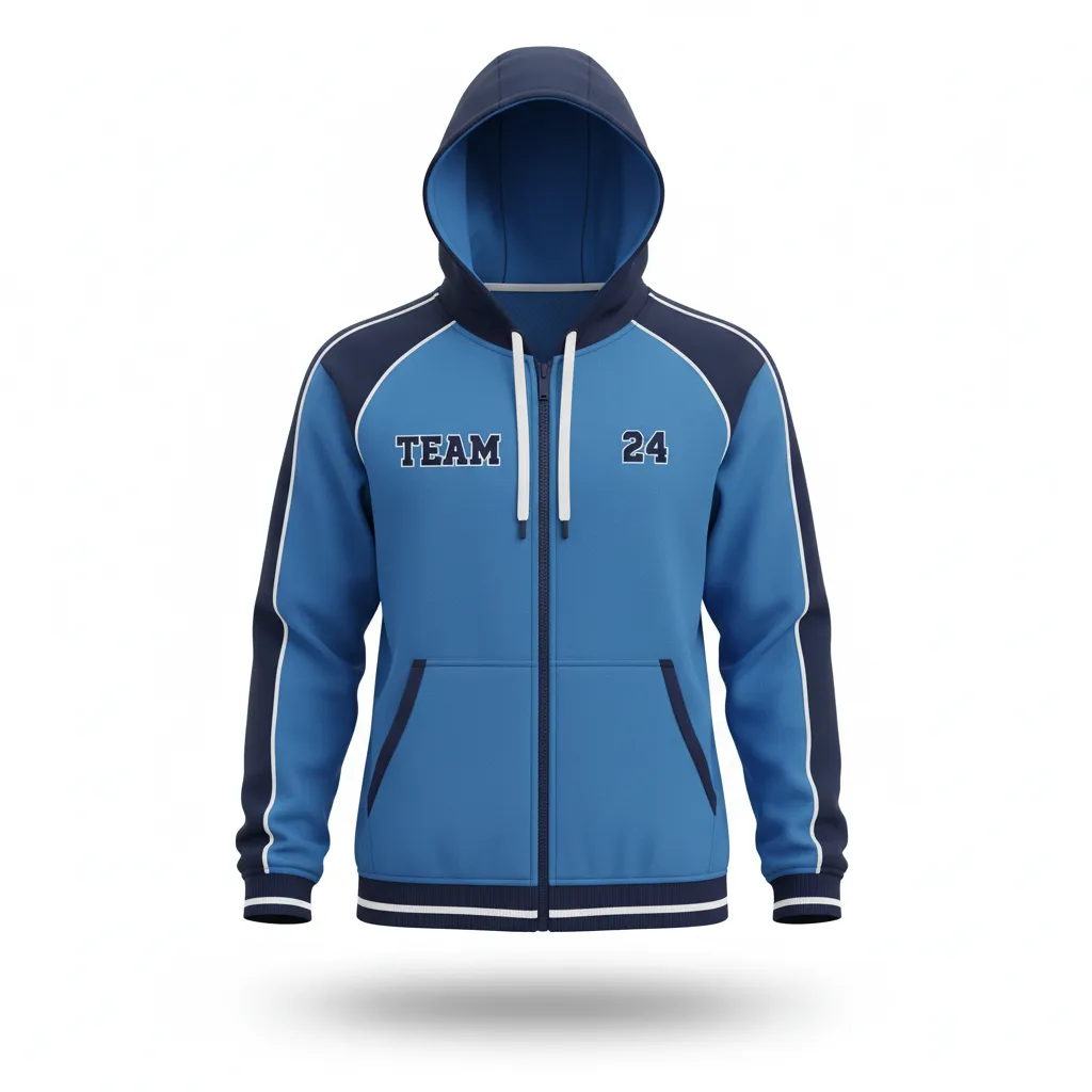 Custom Softball Full Zip Hoodie - Custom Design - Columbianavywhite - Front View - HAMCO Sports Inc.