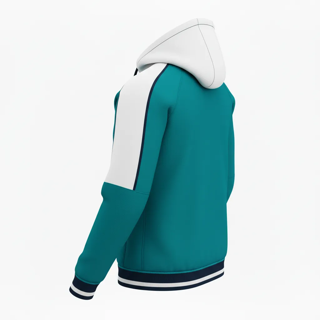 Custom Softball Full Zip Hoodie - Custom Design - Columbiawhitenavy - Back View - HAMCO Sports Inc.