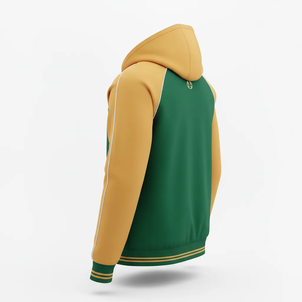 Custom Softball Full Zip Hoodie - Custom Design - Forestgoldwhite - Back View - HAMCO Sports Inc.