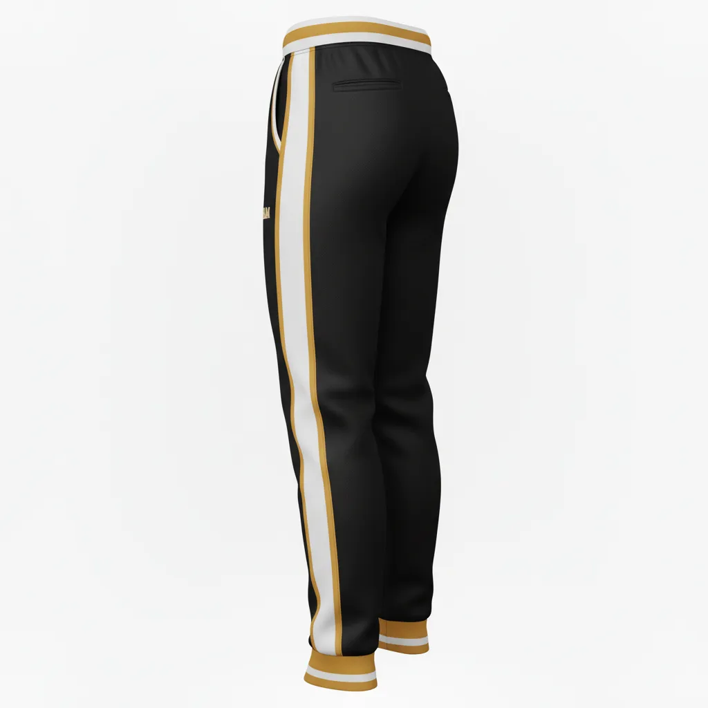 Custom Softball Jogger Pant - Custom Design - Blackgoldwhite - Back View - HAMCO Sports Inc.