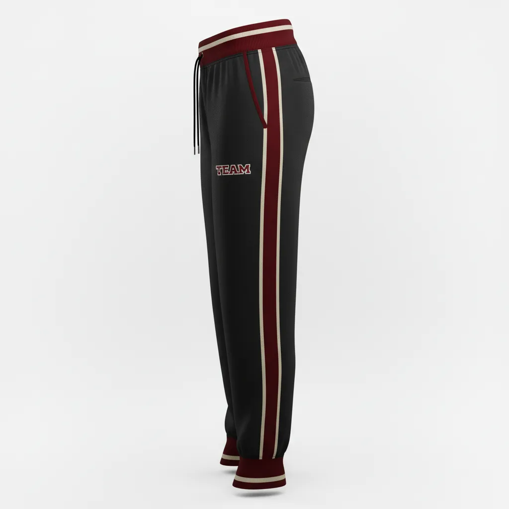 Custom Softball Jogger Pant - Custom Design - Blackredwhite - Side View - HAMCO Sports Inc.