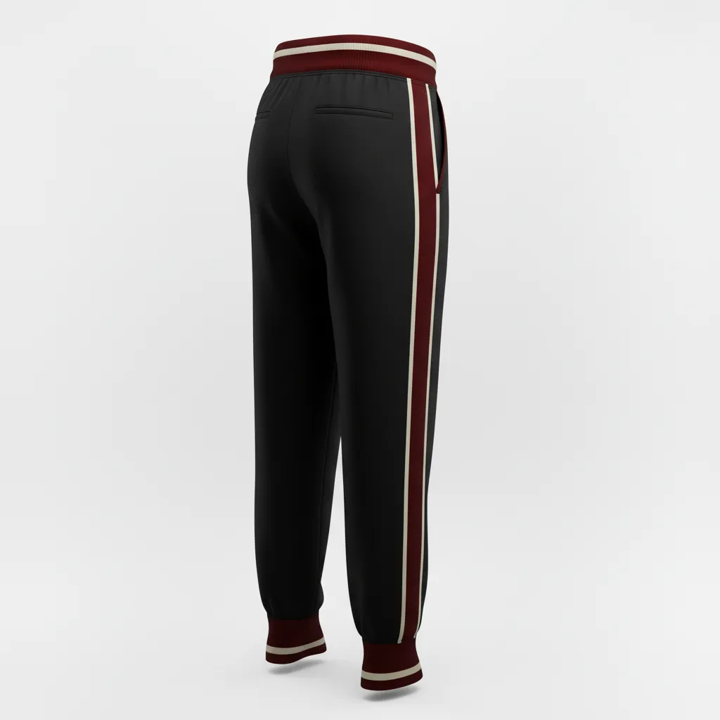 Custom Softball Jogger Pant - Custom Design - Blacksilverwhite - Back View - HAMCO Sports Inc.