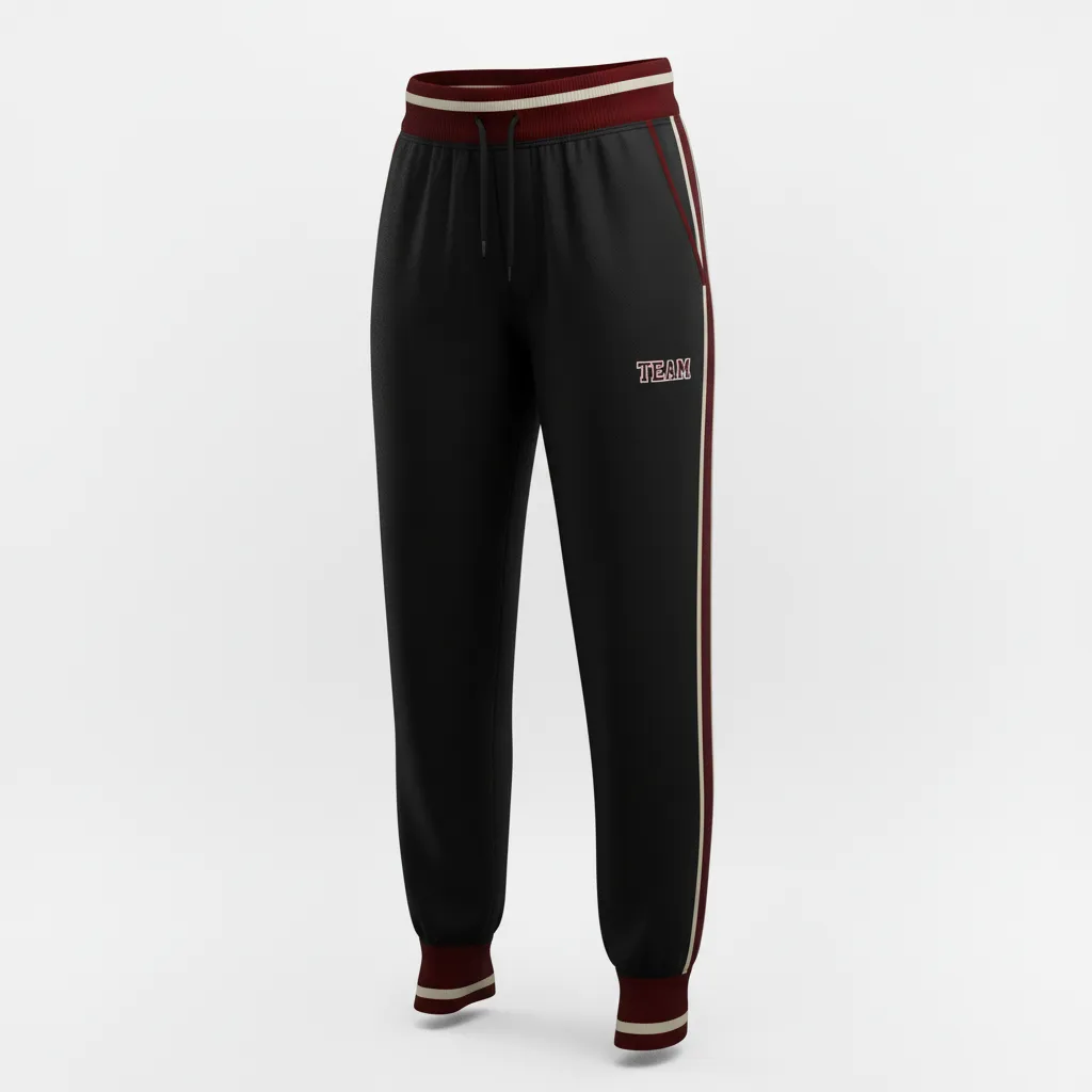 Custom Softball Jogger Pant - Custom Design - Blacksilverwhite - Front View - HAMCO Sports Inc.