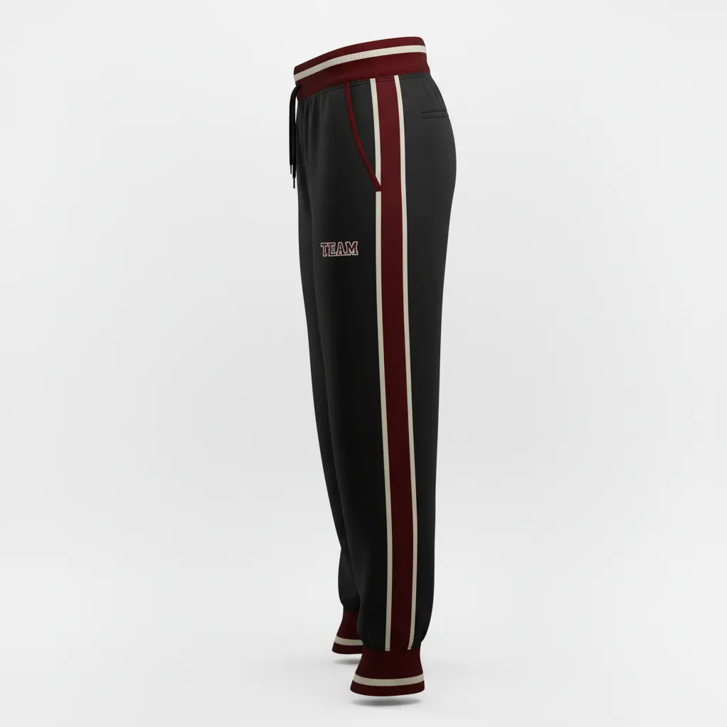 Custom Softball Jogger Pant - Custom Design - Blacksilverwhite - Side View - HAMCO Sports Inc.
