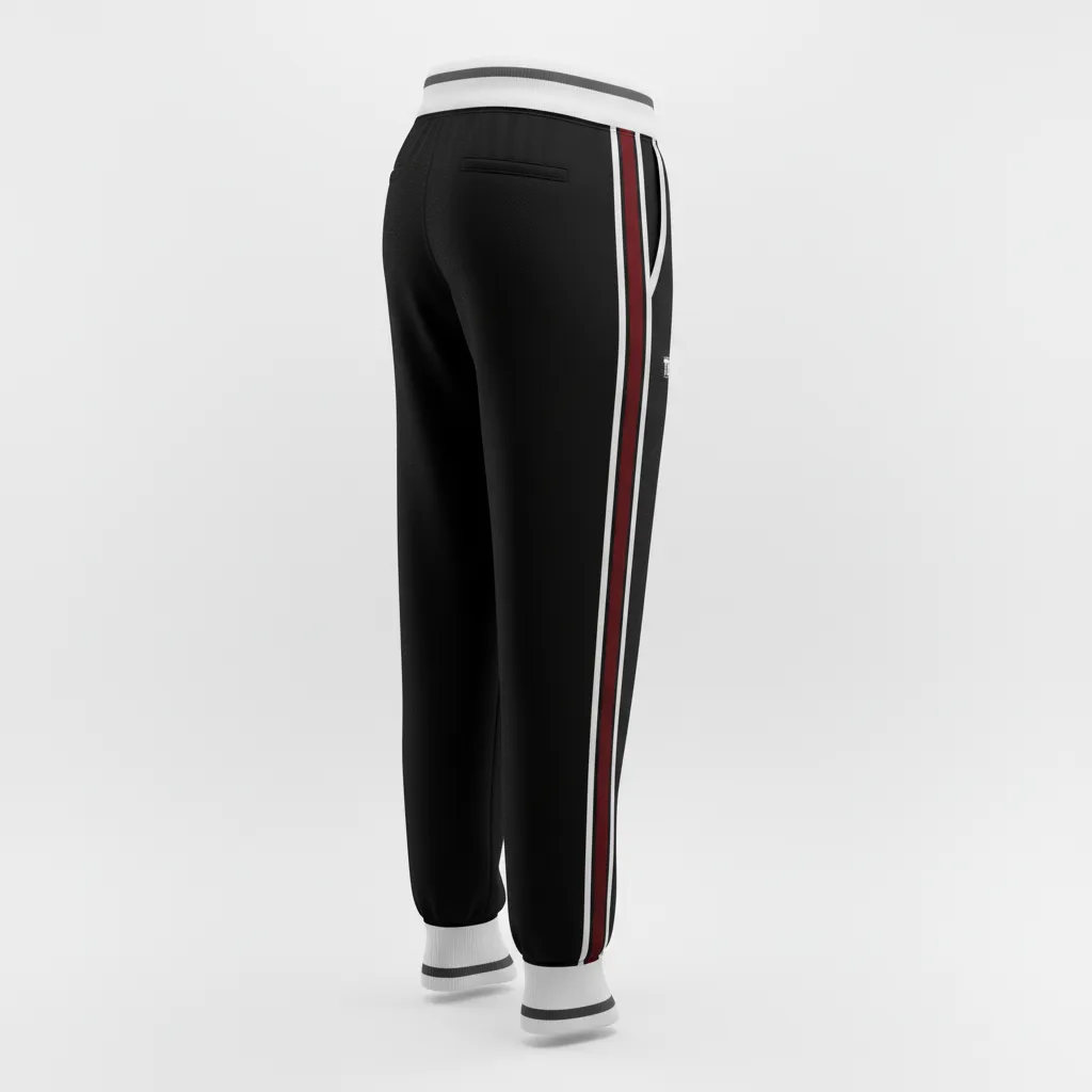 Custom Softball Jogger Pant - Custom Design - Blackwhitegrey - Back View - HAMCO Sports Inc.