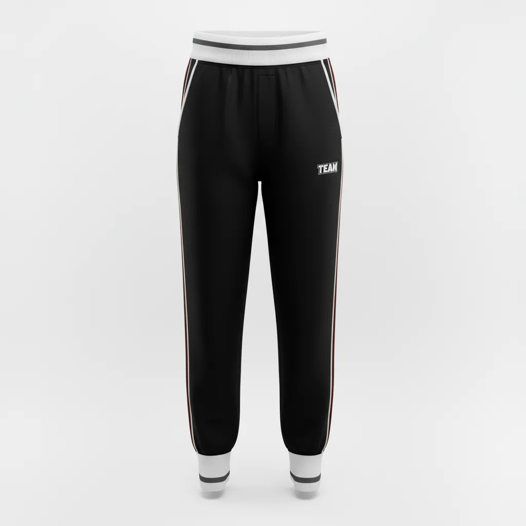 Custom Softball Jogger Pant - Custom Design - Blackwhitegrey - Front View - HAMCO Sports Inc.