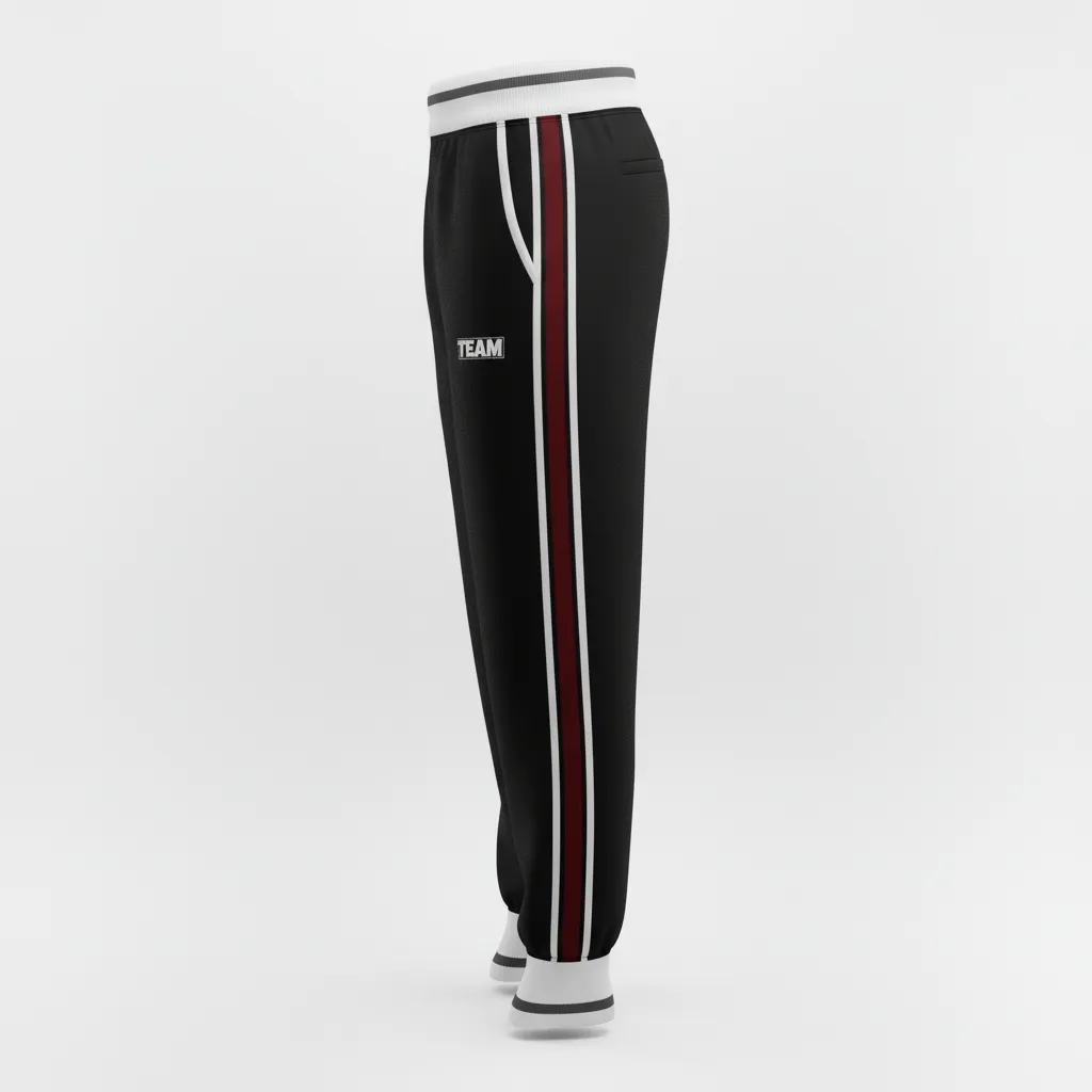 Custom Softball Jogger Pant - Custom Design - Blackwhitegrey - Side View - HAMCO Sports Inc.