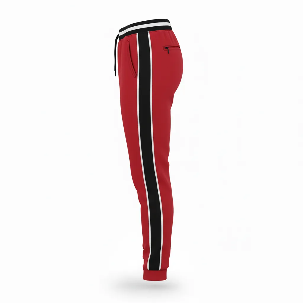 Custom Softball Jogger Pant - Custom Design - Cardinalblackwhite - Back View - HAMCO Sports Inc.