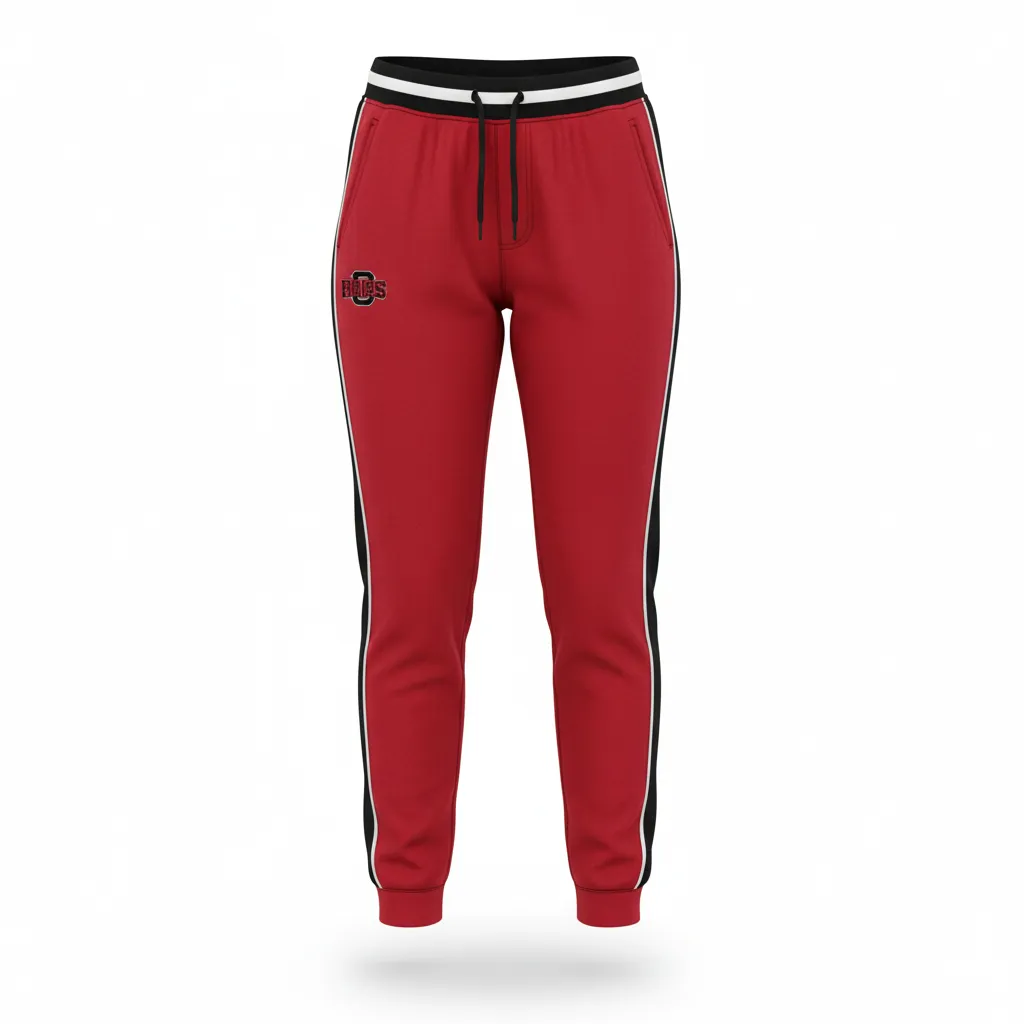 Custom Softball Jogger Pant - Custom Design - Cardinalblackwhite - Front View - HAMCO Sports Inc.