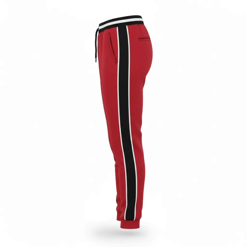 Custom Softball Jogger Pant - Custom Design - Cardinalblackwhite - Side View - HAMCO Sports Inc.