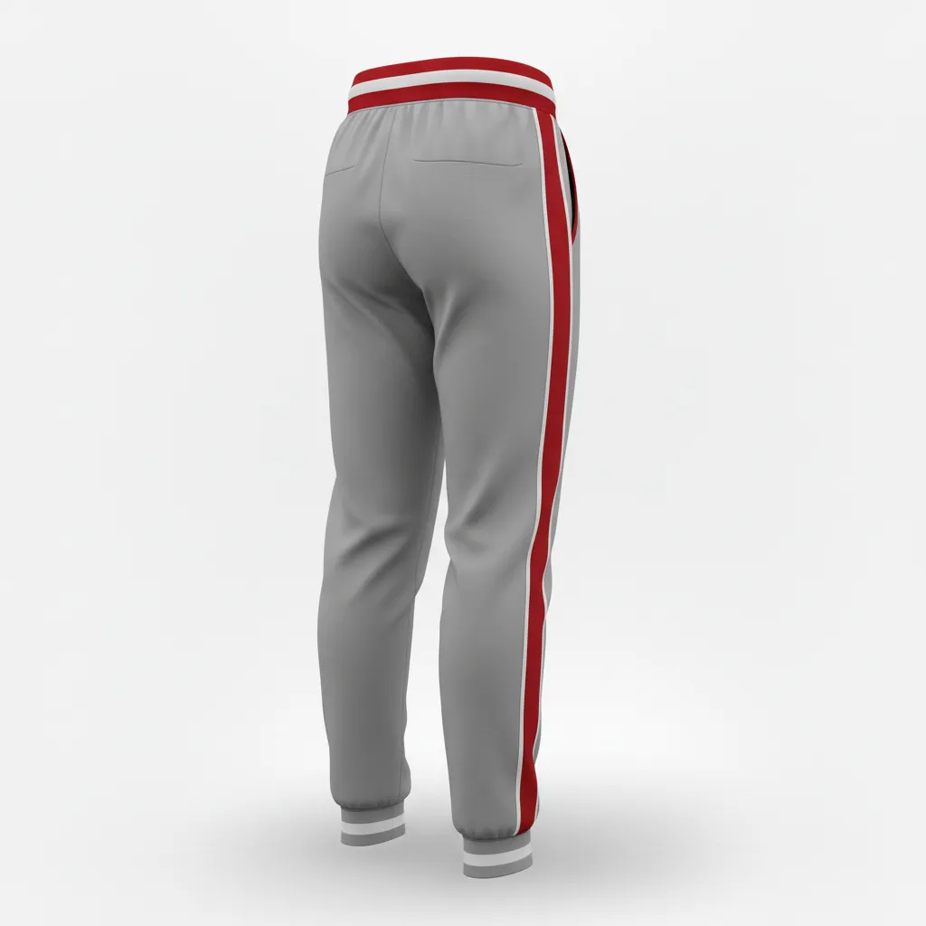 Custom Softball Jogger Pant - Custom Design - Charcoalredwhite - Back View - HAMCO Sports Inc.