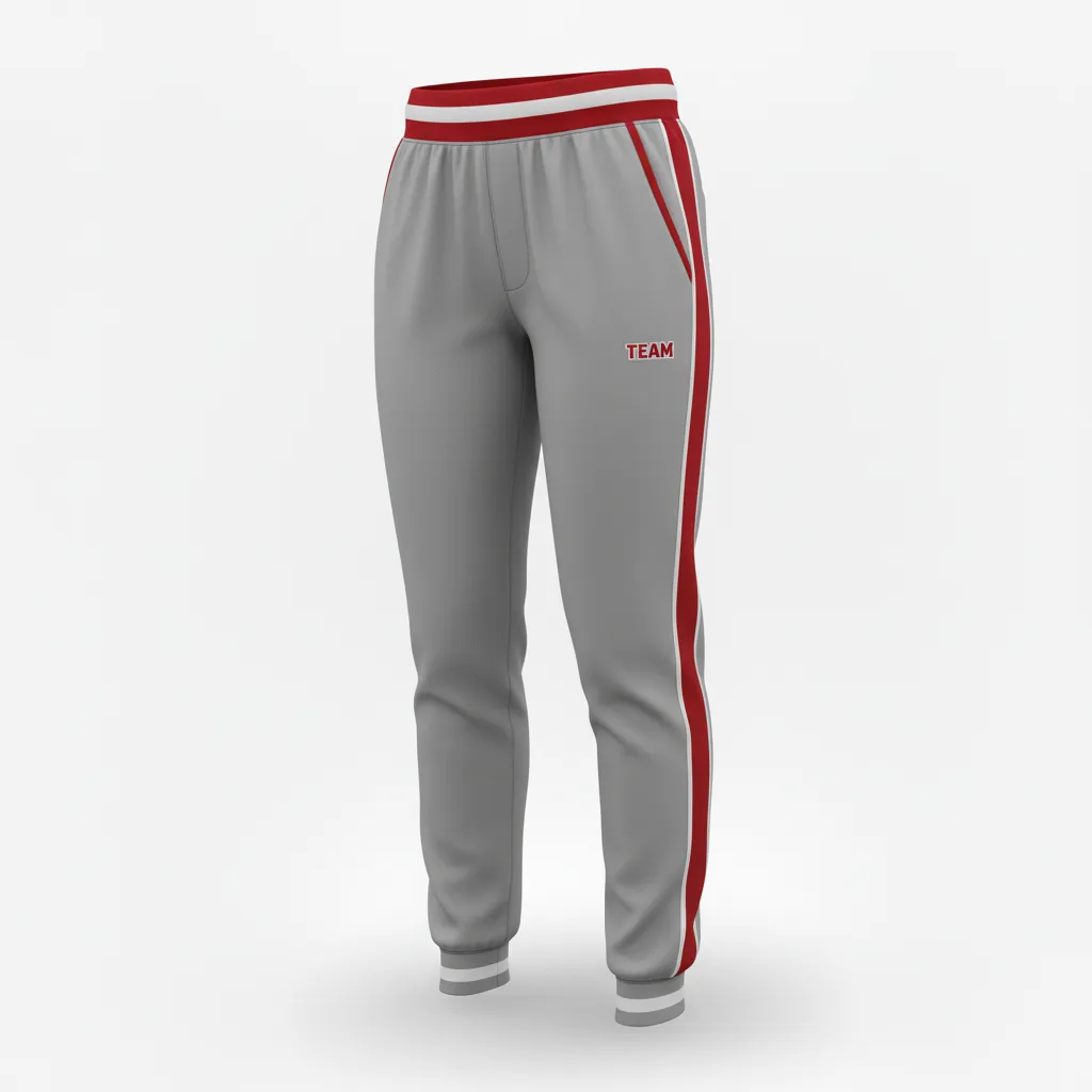 Custom Softball Jogger Pant - Custom Design - Charcoalredwhite - Front View - HAMCO Sports Inc.