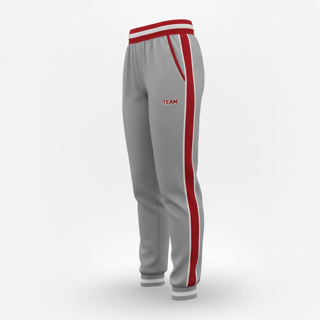 Custom Softball Jogger Pant - Custom Design - Charcoalredwhite - Side View - HAMCO Sports Inc.