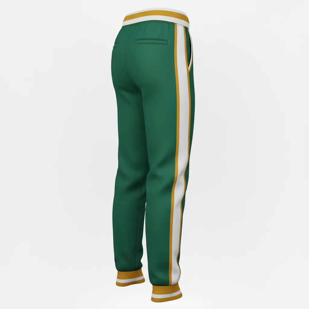 Custom Softball Jogger Pant - Custom Design - Forestgoldwhite - Back View - HAMCO Sports Inc.