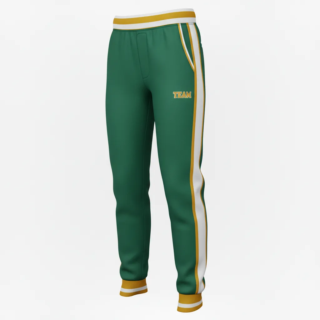 Custom Softball Jogger Pant - Custom Design - Forestgoldwhite - Front View - HAMCO Sports Inc.