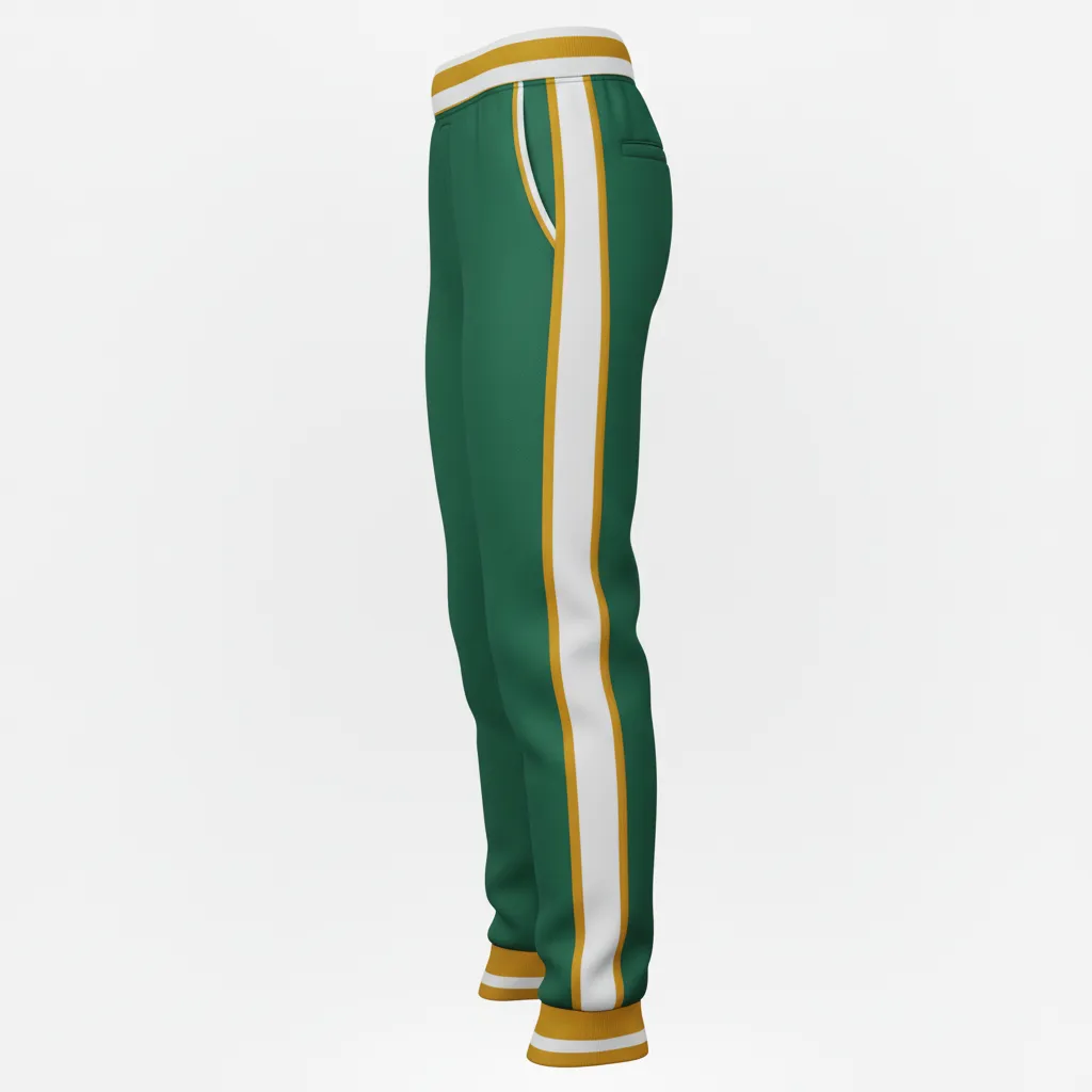 Custom Softball Jogger Pant - Custom Design - Forestgoldwhite - Side View - HAMCO Sports Inc.