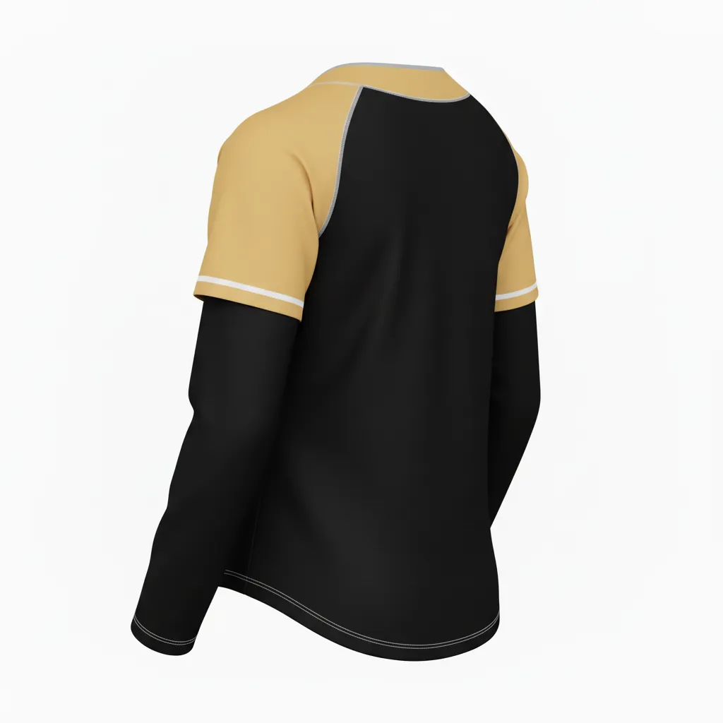 Custom Softball Long Sleeve Jersey - Custom Design - Blackgoldwhite - Back View - HAMCO Sports Inc.