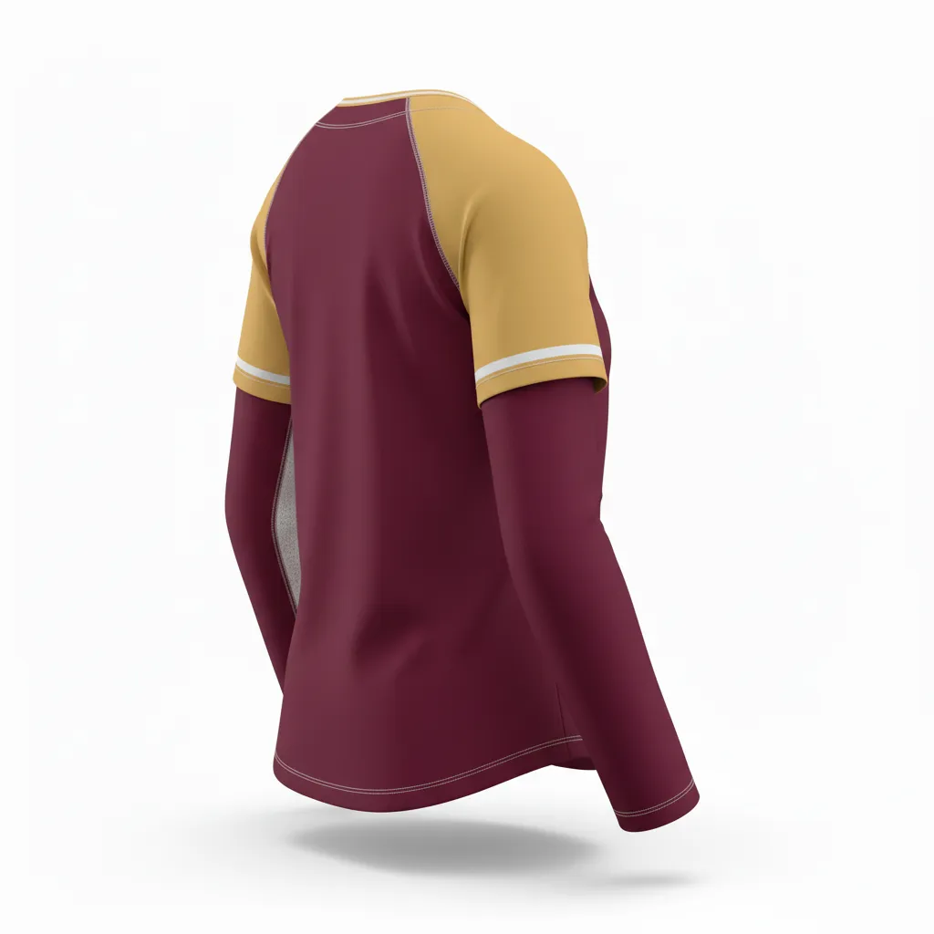 Custom Softball Long Sleeve Jersey - Custom Design - Burgundygoldwhite - Back View - HAMCO Sports Inc.