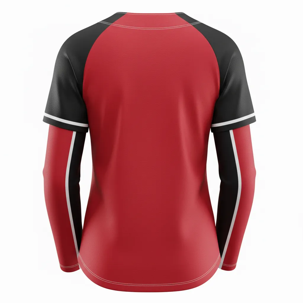 Custom Softball Long Sleeve Jersey - Custom Design - Cardinalblackwhite - Back View - HAMCO Sports Inc.