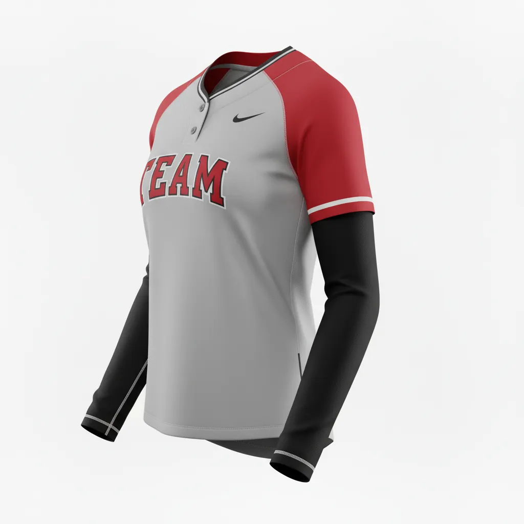 Custom Softball Long Sleeve Jersey - Custom Design - Charcoalredwhite - Side View - HAMCO Sports Inc.