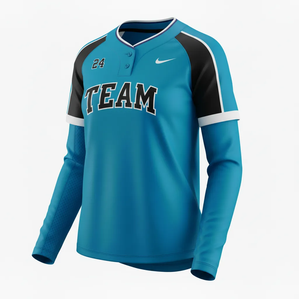 Custom Softball Long Sleeve Jersey - Custom Design - Columbiablackwhite - Front View - HAMCO Sports Inc.