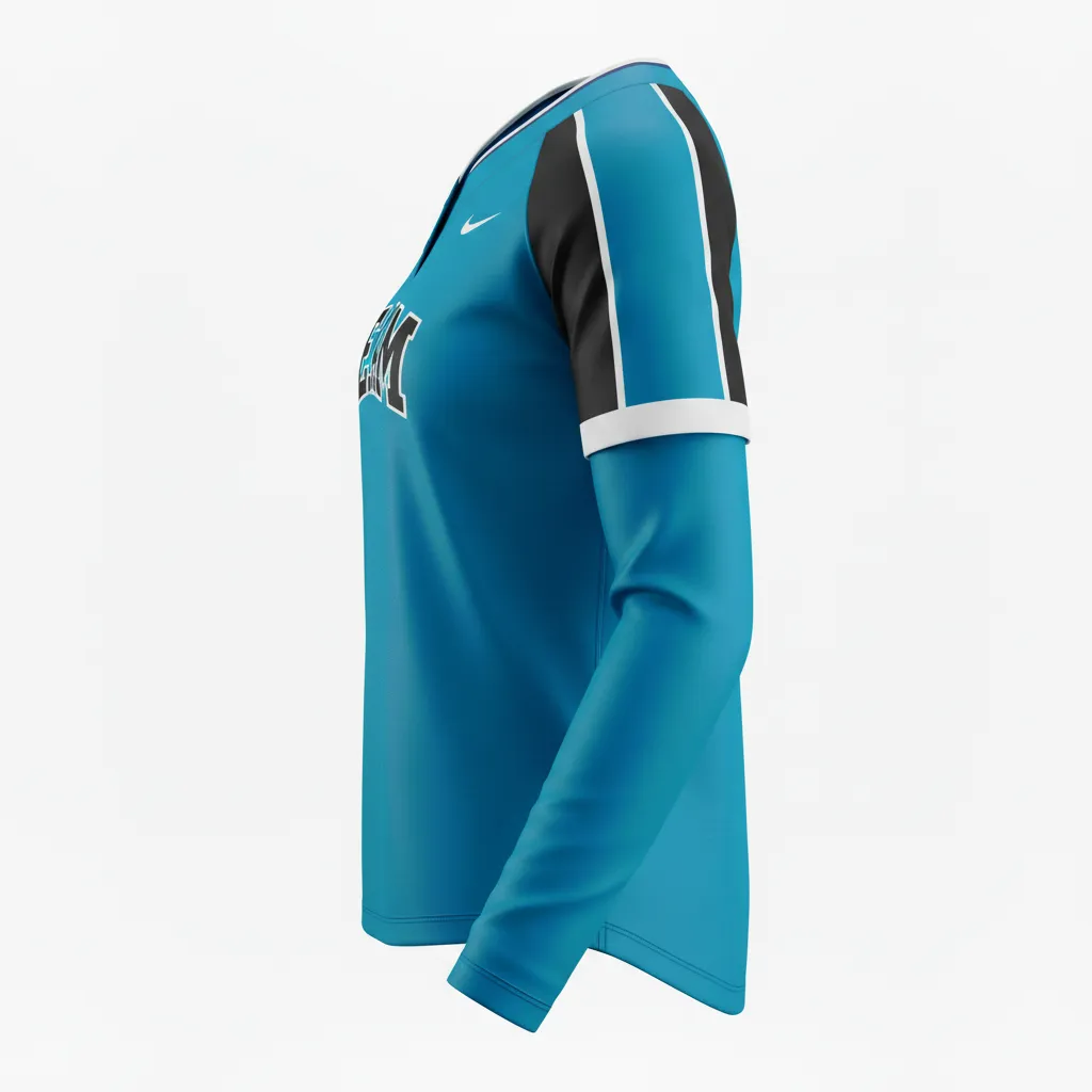 Custom Softball Long Sleeve Jersey - Custom Design - Columbiablackwhite - Side View - HAMCO Sports Inc.