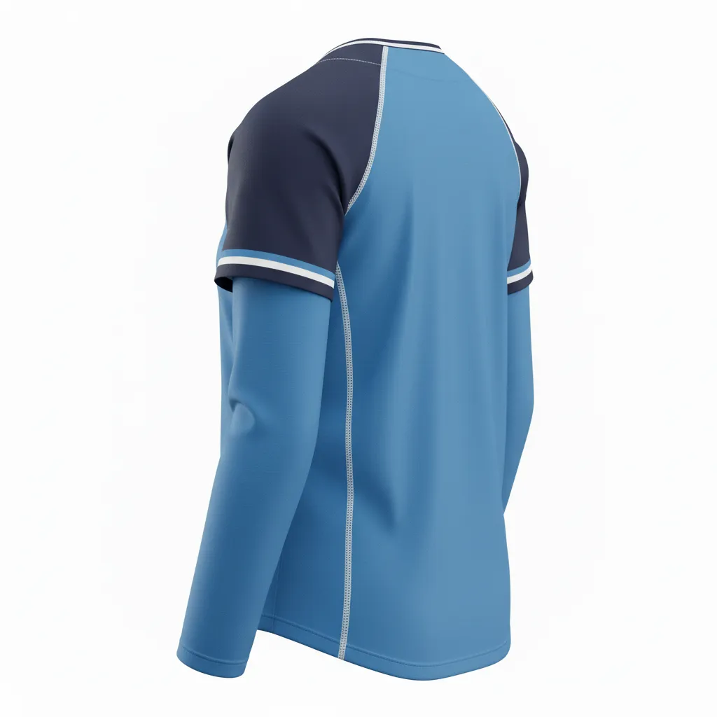 Custom Softball Long Sleeve Jersey - Custom Design - Columbianavywhite - Back View - HAMCO Sports Inc.