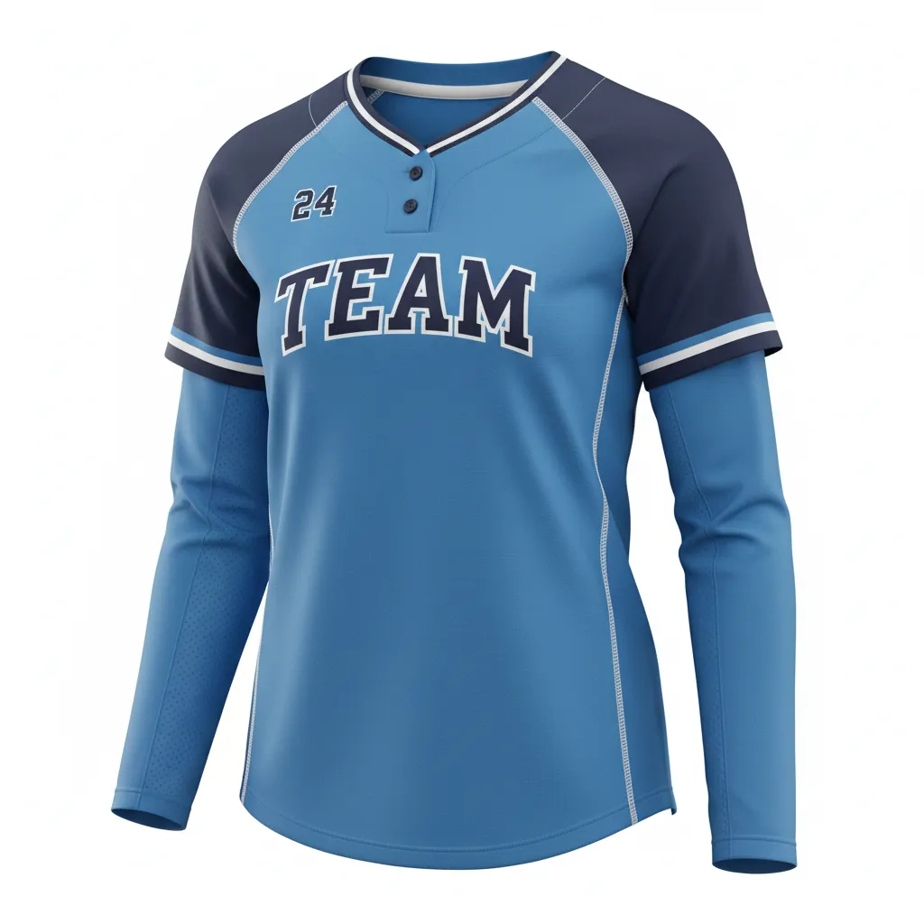 Custom Softball Long Sleeve Jersey - Custom Design - Columbianavywhite - Front View - HAMCO Sports Inc.