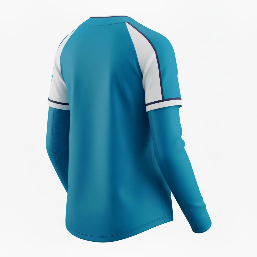 Custom Softball Long Sleeve Jersey - Custom Design - Columbiawhitenavy - Back View - HAMCO Sports Inc.