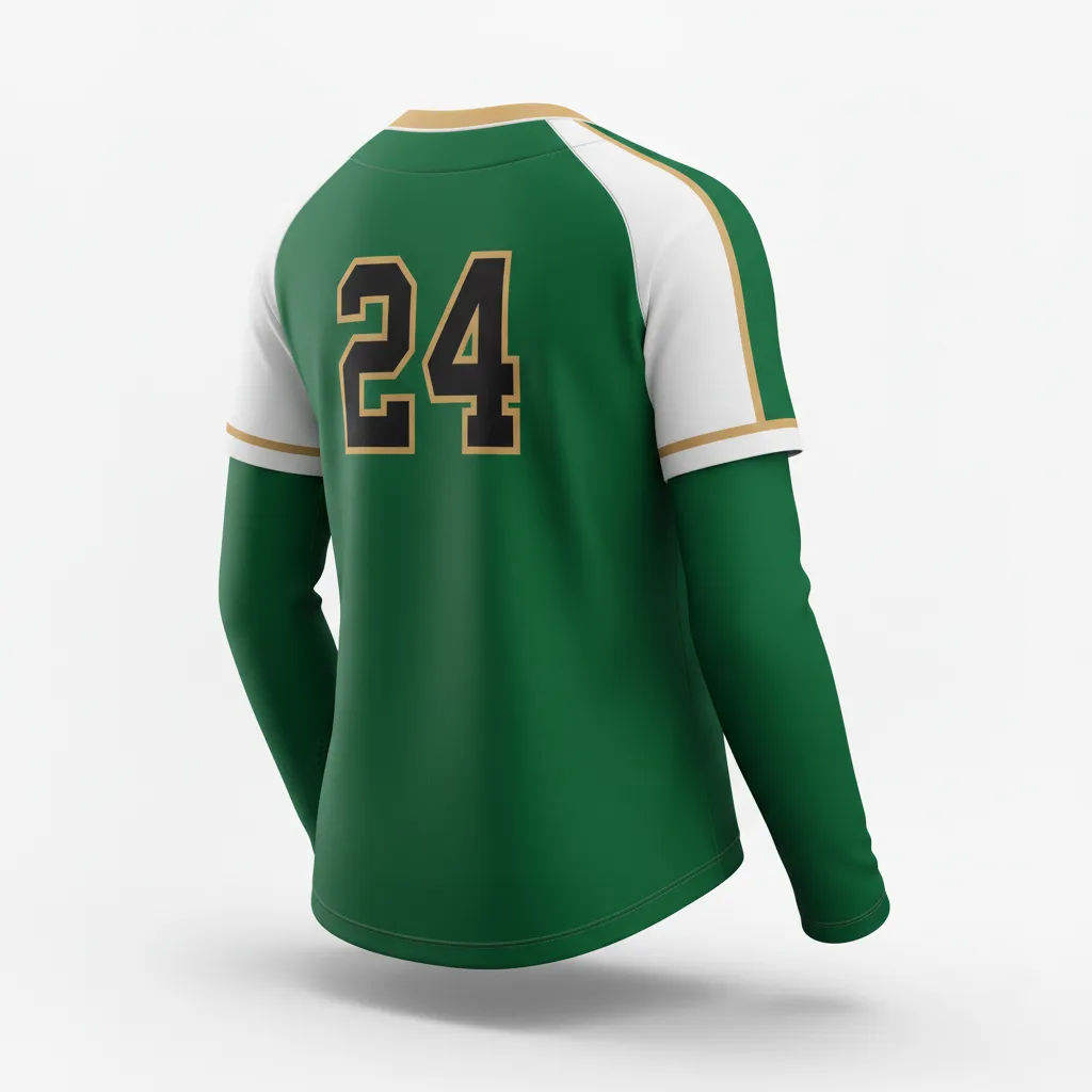 Custom Softball Long Sleeve Jersey - Custom Design - Forestblackgold - Back View - HAMCO Sports Inc.