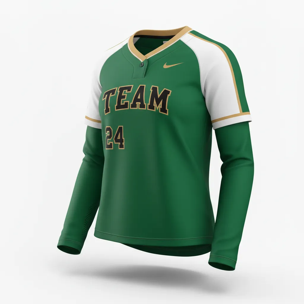 Custom Softball Long Sleeve Jersey - Custom Design - Forestblackgold - Front View - HAMCO Sports Inc.