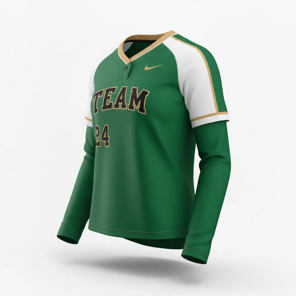 Custom Softball Long Sleeve Jersey - Custom Design - Forestblackgold - Side View - HAMCO Sports Inc.
