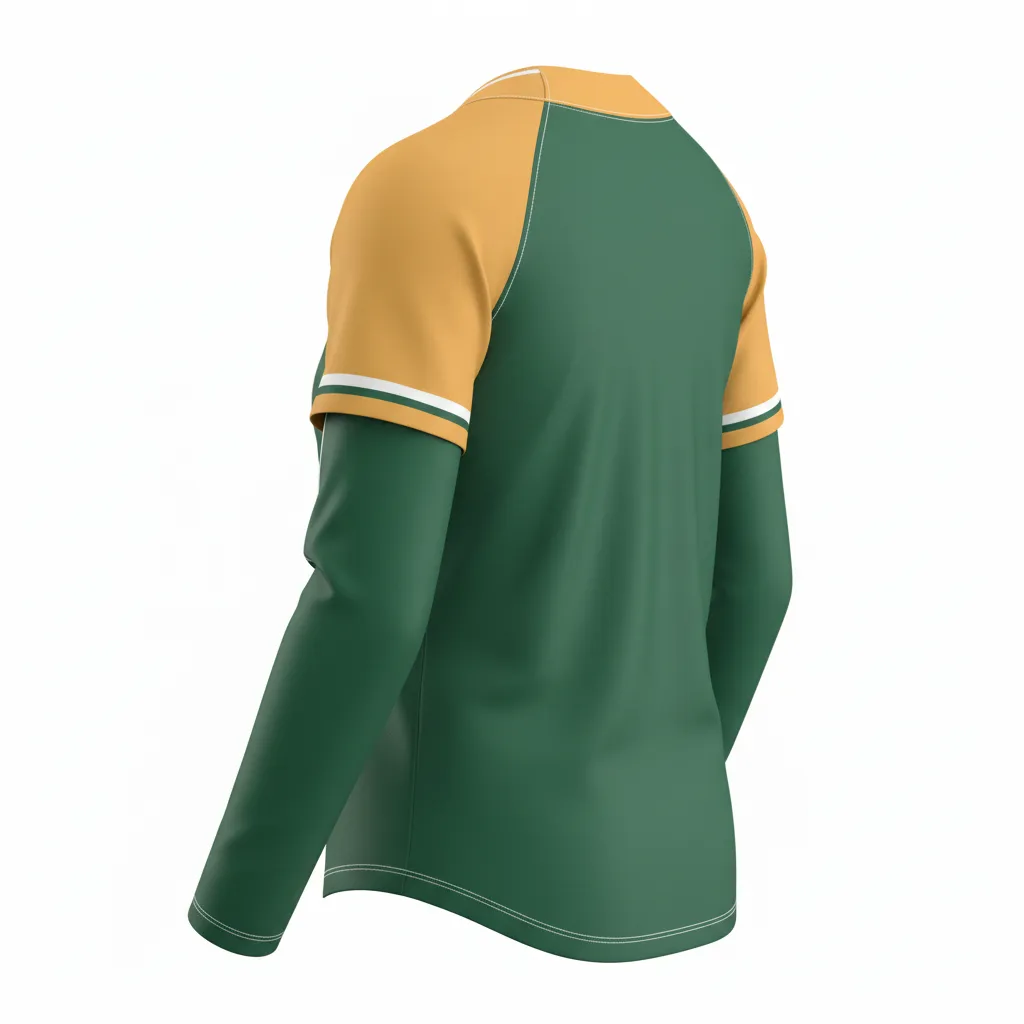 Custom Softball Long Sleeve Jersey - Custom Design - Forestgoldwhite - Back View - HAMCO Sports Inc.