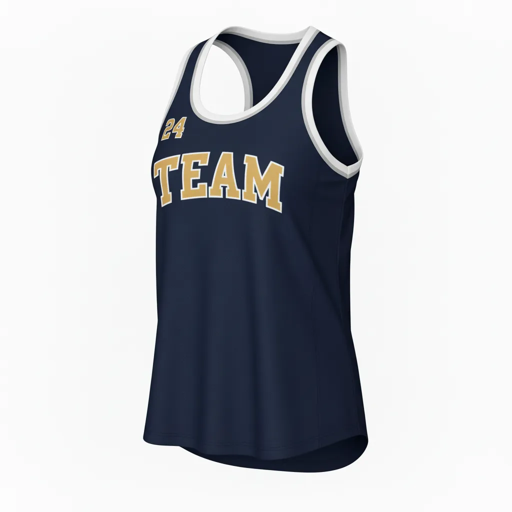 Custom Softball Performance Tank Top - Custom Design - Blackgoldwhite - Side View - HAMCO Sports Inc.