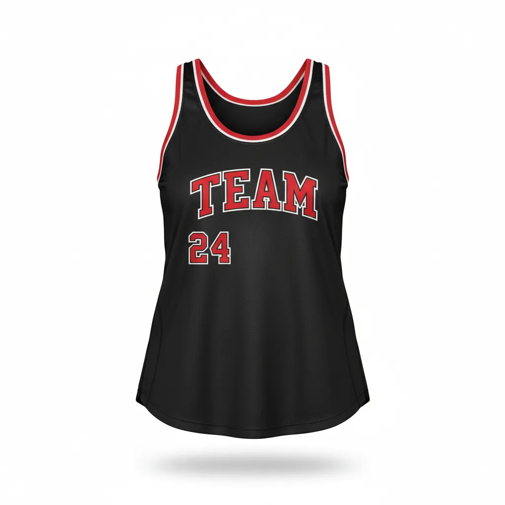 Custom Softball Performance Tank Top - Custom Design - Blackredwhite - Front View - HAMCO Sports Inc.