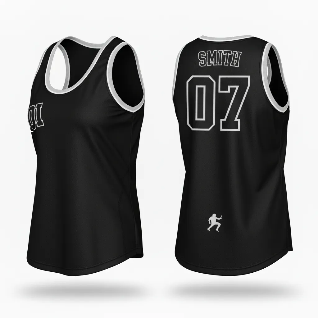 Custom Softball Performance Tank Top - Custom Design - Blacksilverwhite - Back View - HAMCO Sports Inc.