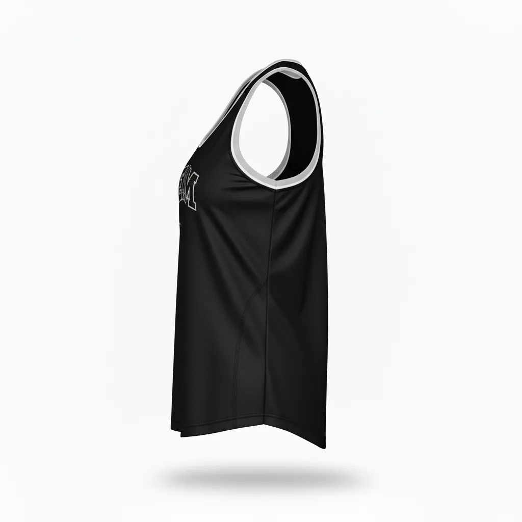 Custom Softball Performance Tank Top - Custom Design - Blacksilverwhite - Side View - HAMCO Sports Inc.