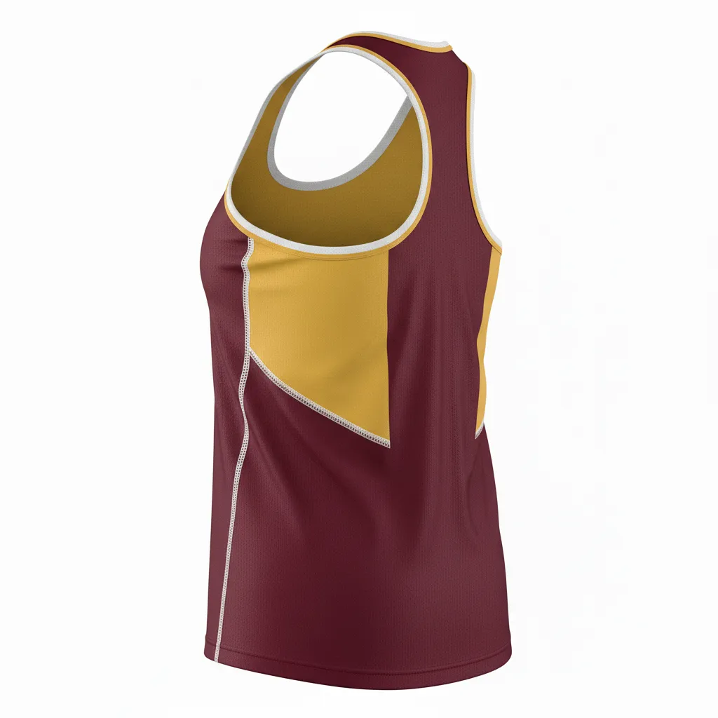 Custom Softball Performance Tank Top - Custom Design - Burgundygoldwhite - Back View - HAMCO Sports Inc.